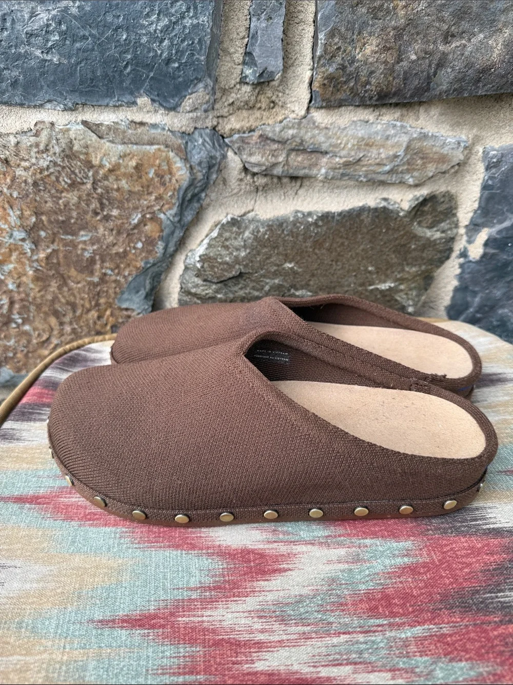Rothy's Studded Knit Slip-On Mules Clogs in Brown Size W 10/M 9 - Picture 6 of 9